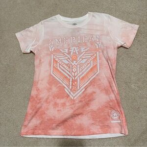 American Fighter Pink and White Short Sleeve Tee